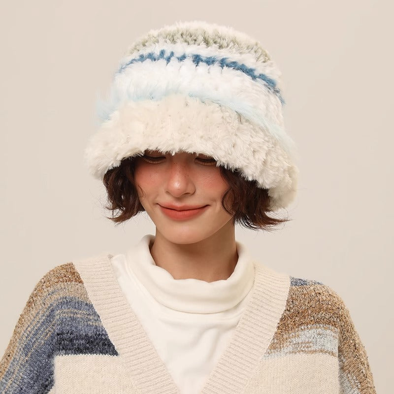 Laid-back Retro Color-block Knit Beanie For Women