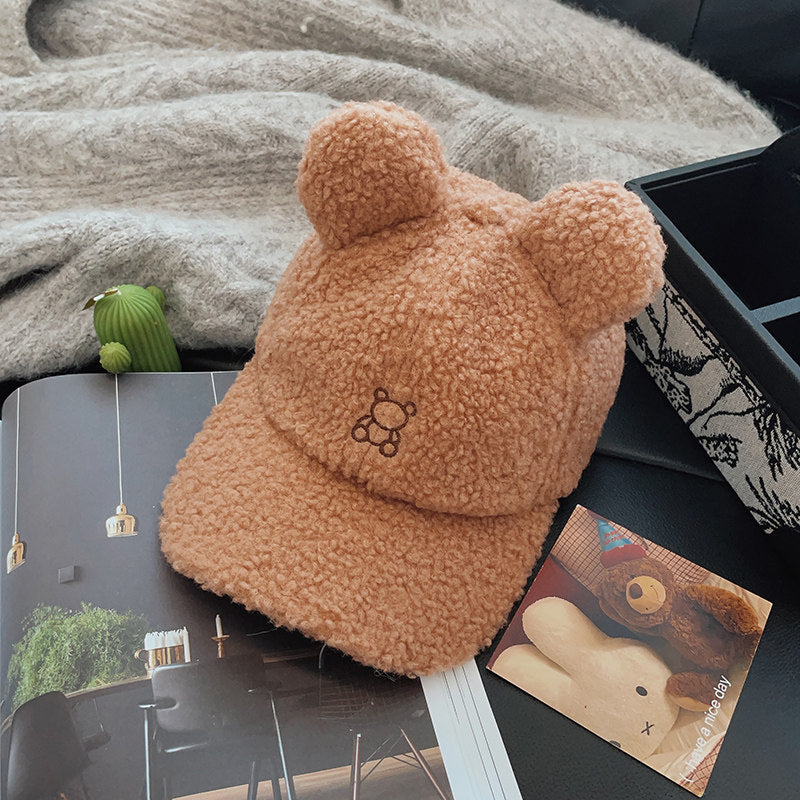 Female Versatile Teddy Bear Plush Baseball Cap