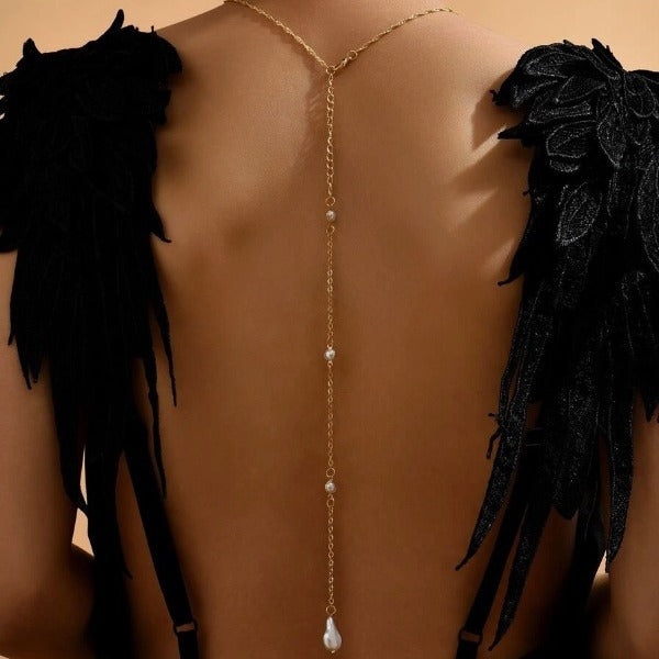 Long Chain Pearl Back Necklace For Women Instagram-worthy And Trendy