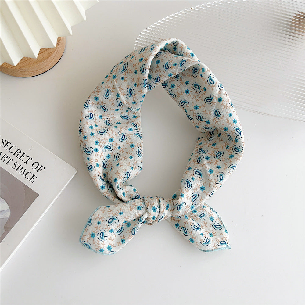 Women's Cotton And Linen Small Square Towel Silk Scarf Artistic All-match Fashion