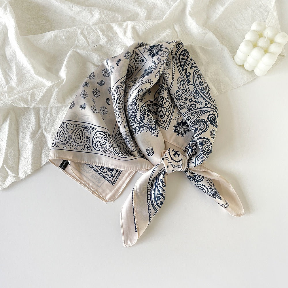 Silk Scarf Black Paisley Belt Decorative Waist Seal Hair Band