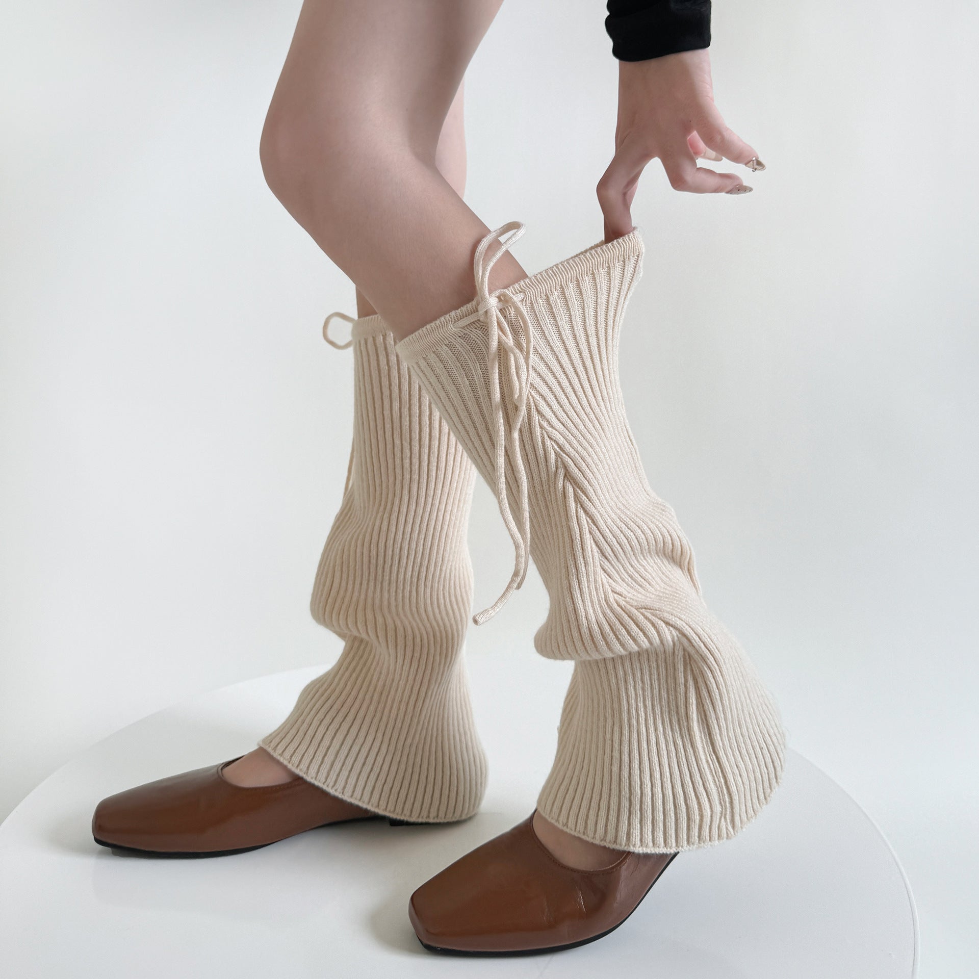 Pure Color Micro-la Pile Style Leg Warmer Milk White Calf Socks Spring And Autumn