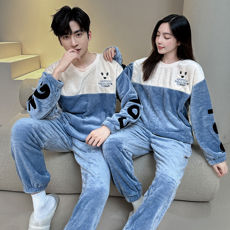 Coral Fleece Couple Plus Size Pajamas For Women