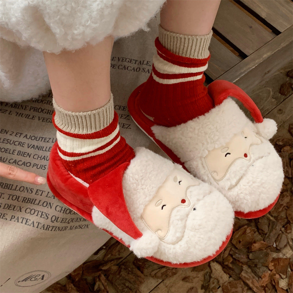 Male And Female Cute Santa Ins Leisure Warm Plush Confinement Shoes