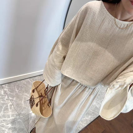 Casual Fashion Simple M White Loose Shirt And Long Skirt Suit