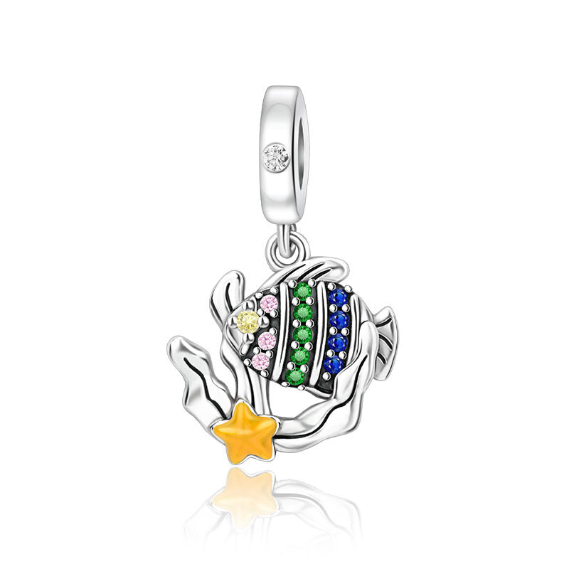 Fashion White Copper Silver Plated DIY Bracelet Jewelry Accessories Beads Pendant