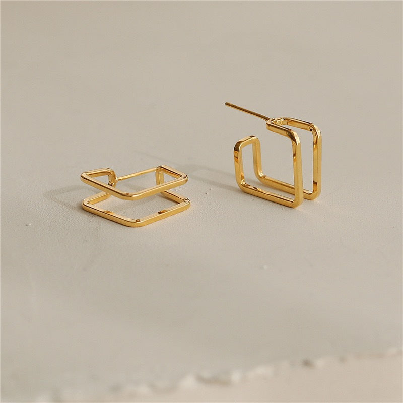 Geometric Square Hoop Earrings With An Instagrammable, Cool, Minimalist Design