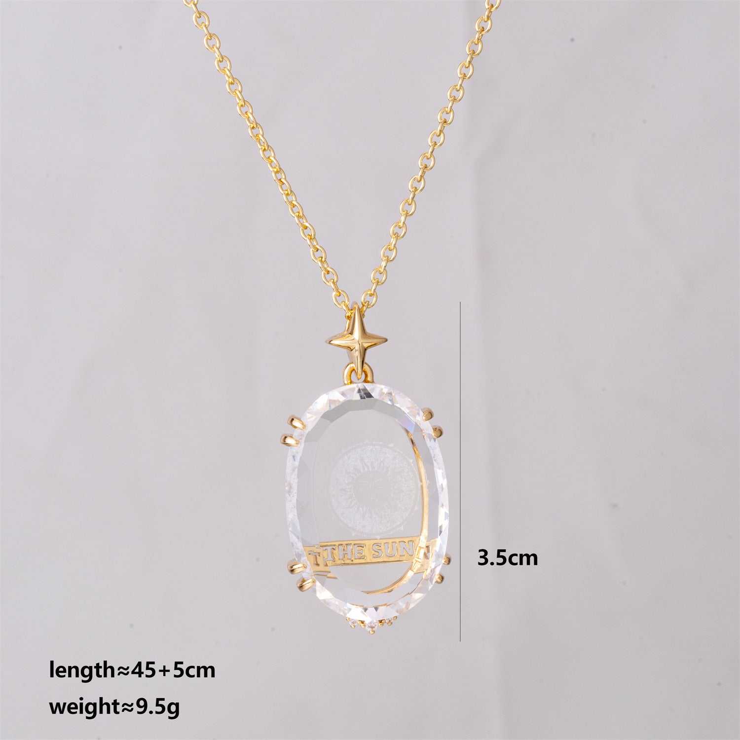 Fashionable Transparent Crystal Pattern Tarot Card Necklace