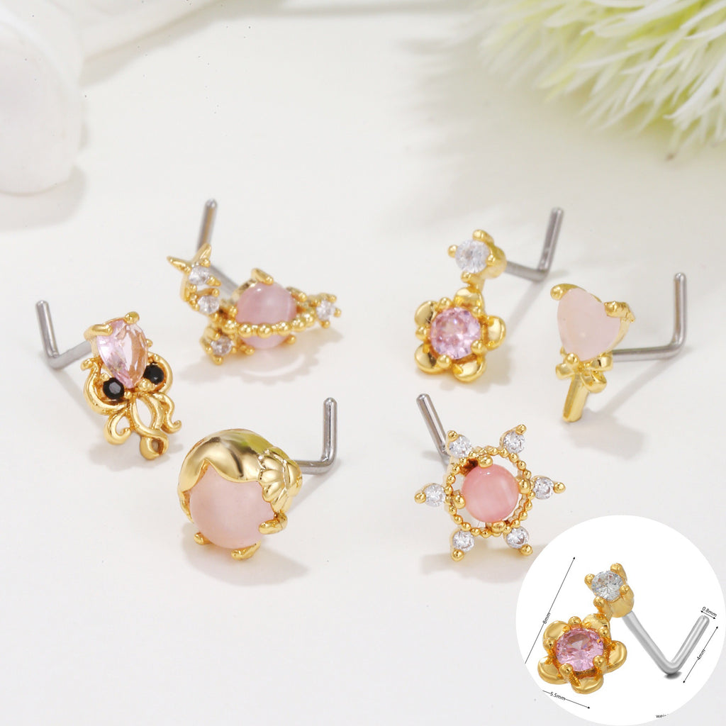 European And American Fashion Minimalist Animal L-bar Stainless Steel Nose Stud