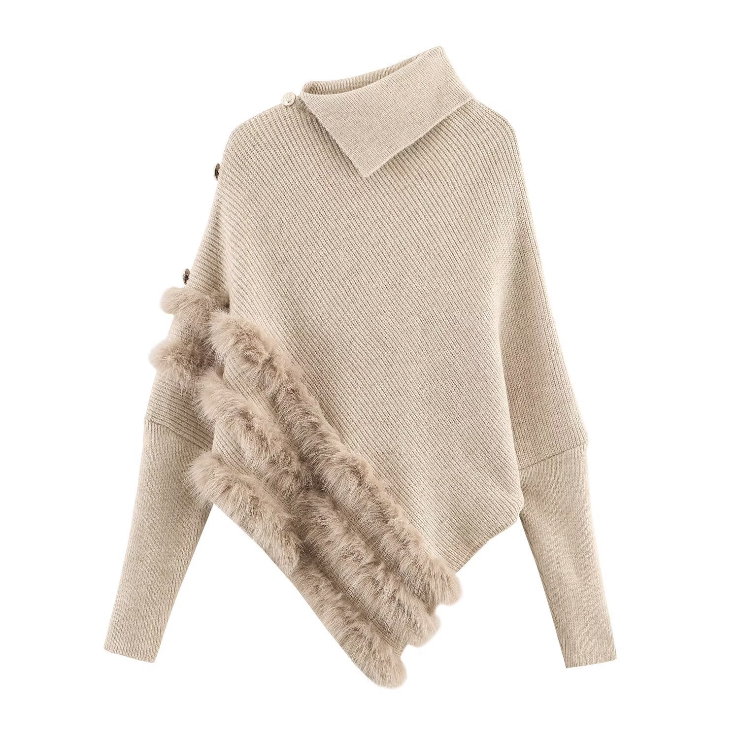 Women's Irregular Turtleneck Long-sleeved Sweater