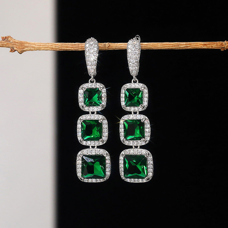 Shiny Square Zircon Earrings For Women
