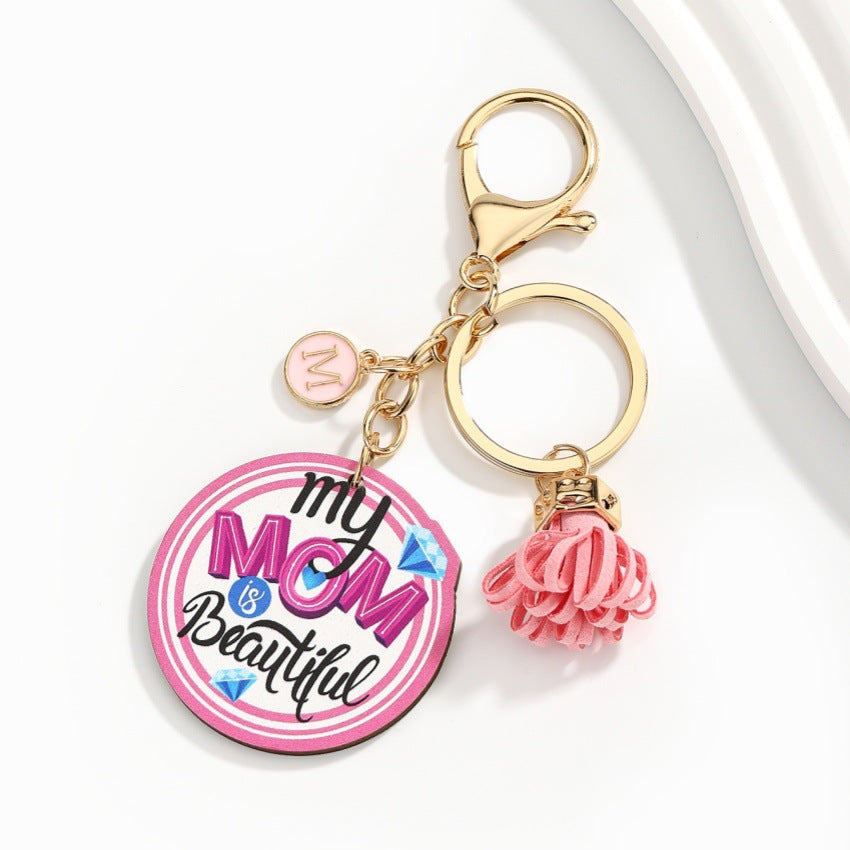 Mothers Day Letter Tassel Keychain Pendant