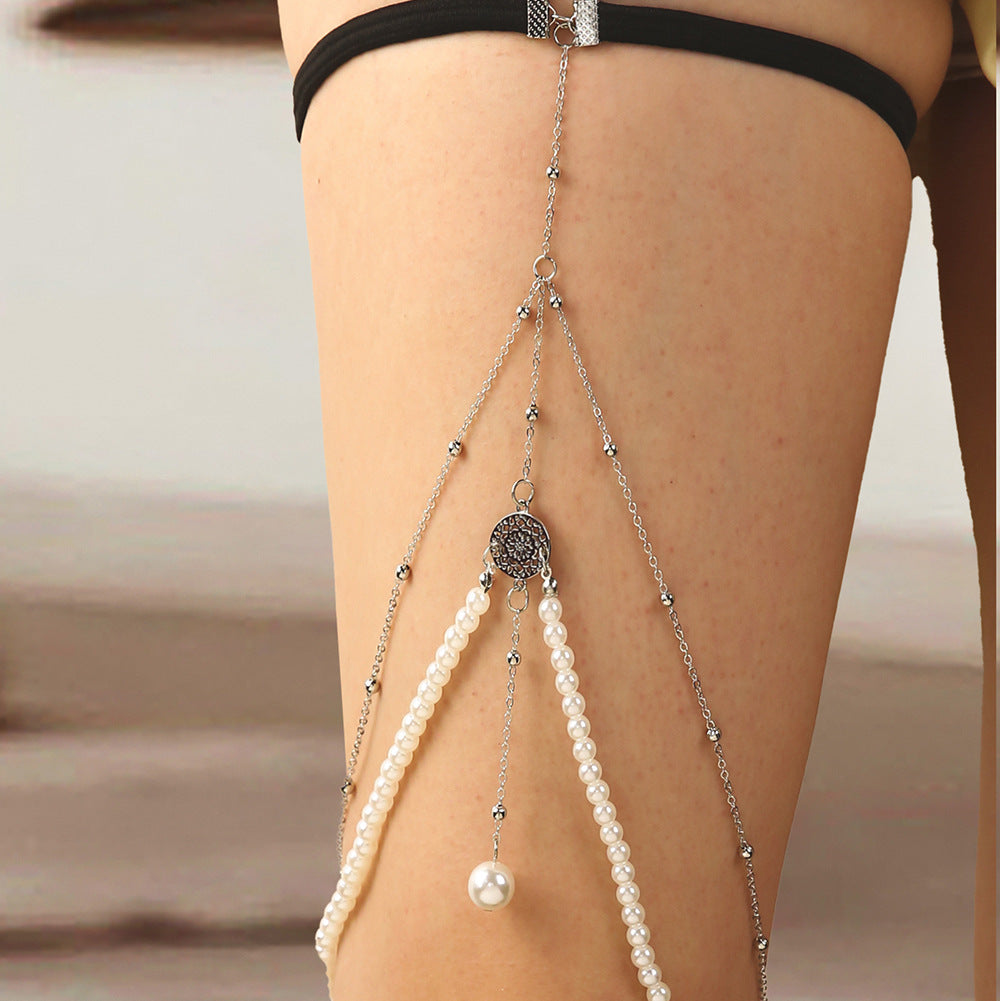 Simple Multi-layer Pearl Chain Leg Chain For Women