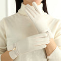 Personality Fleece-lined PU Gloves For Women