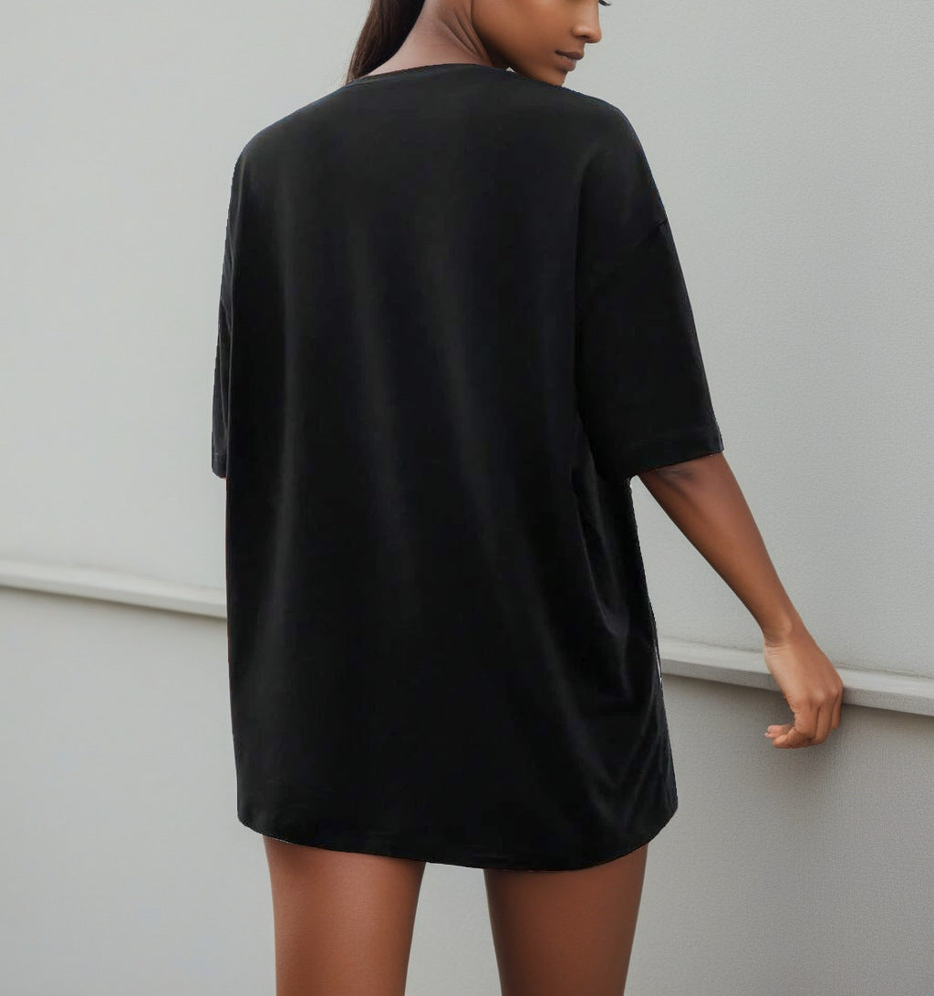 Hong Kong Style Sunset Pattern Printed Short-sleeved T-shirt