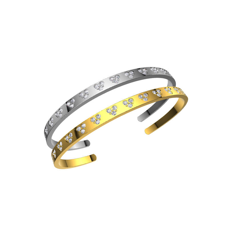 Retro Style Zircon Set Heart-shaped Bracelet