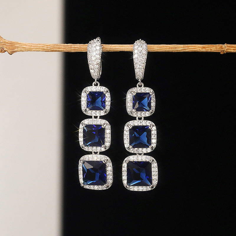 Shiny Square Zircon Earrings For Women