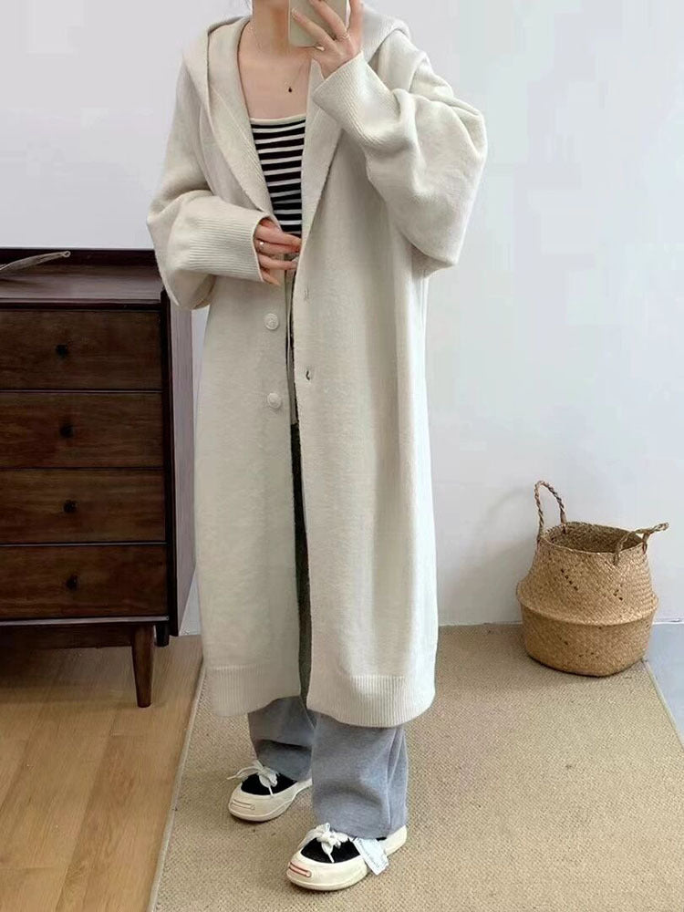 Over-the-knee Knitted Cardigan Women's Coat