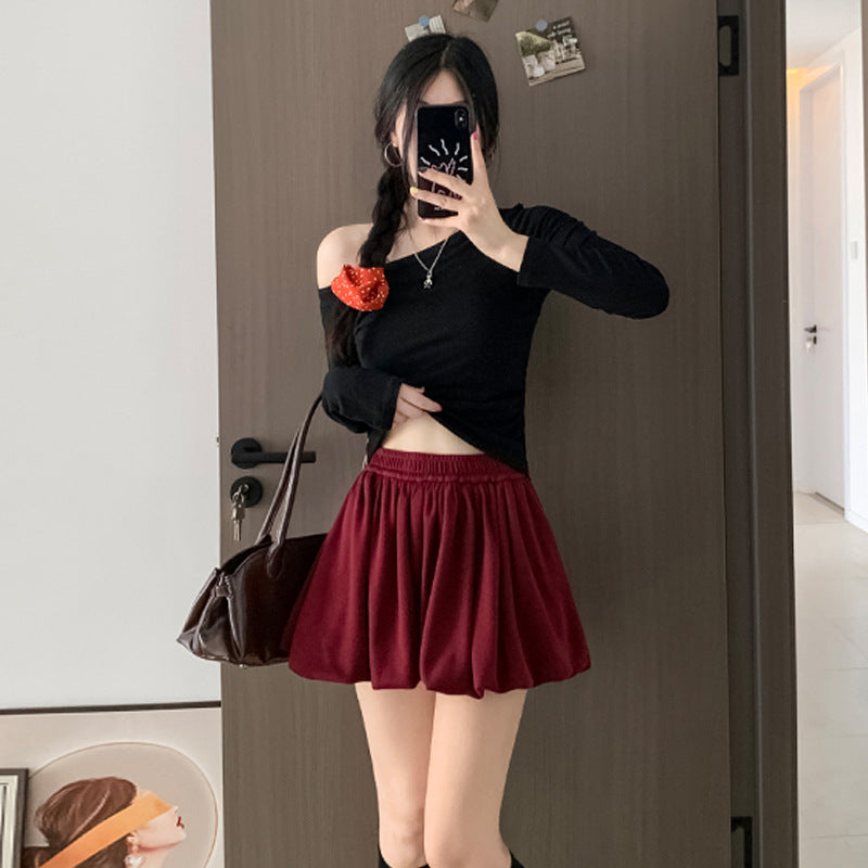 Glutinous Rice Bud High Waist Crimp Slimming Skirt