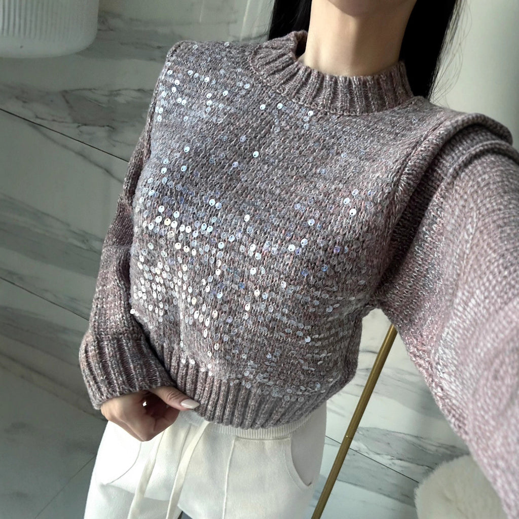 Design Sense Heavy Embroidery Sequins Pullover