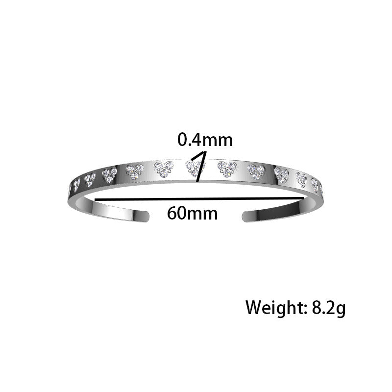 Retro Style Zircon Set Heart-shaped Bracelet