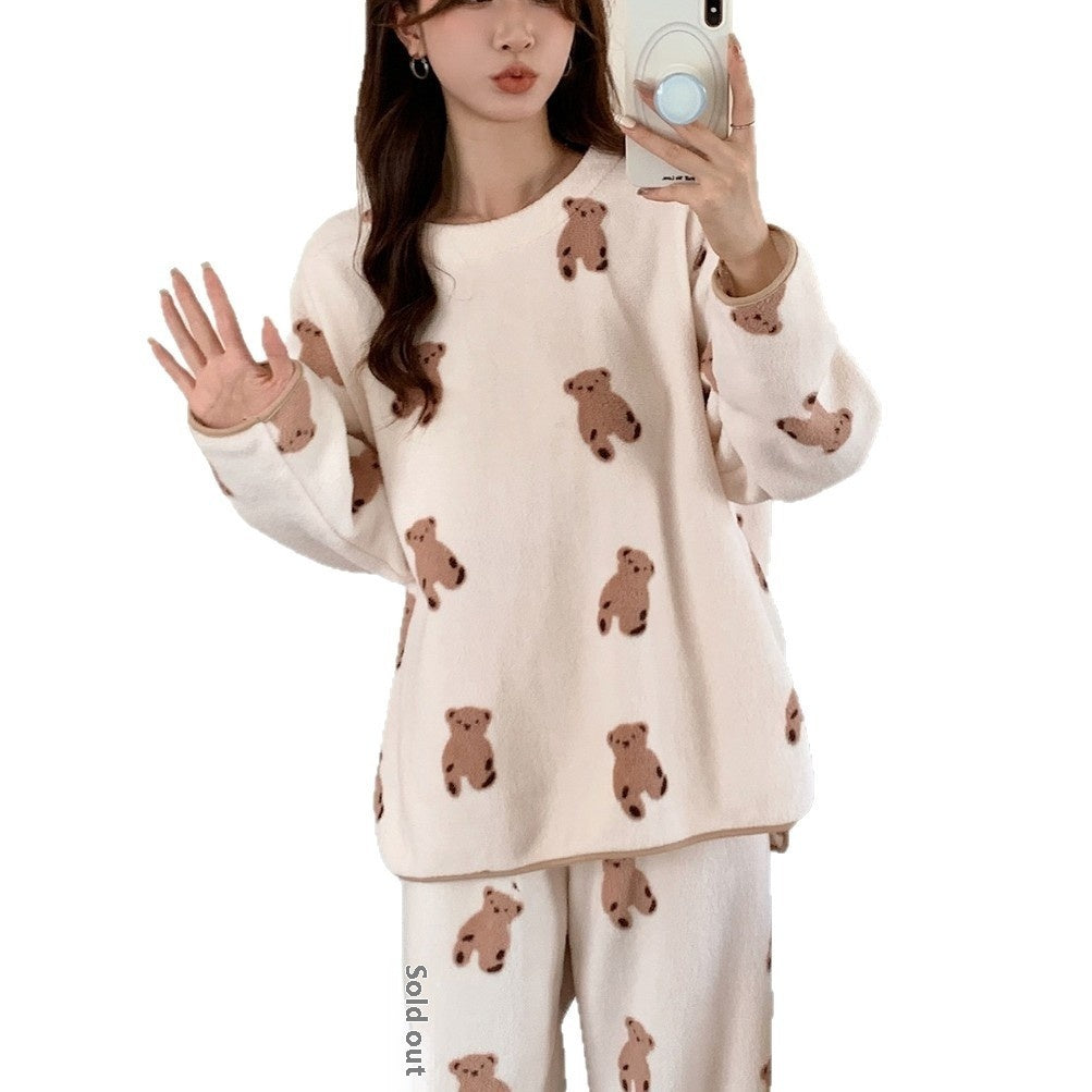 Home Wear Suit Female Cloud Can Be Worn Outside Plus Velvet Thickening