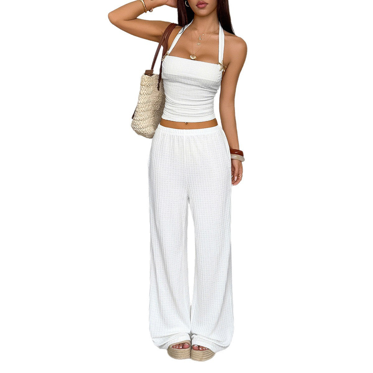 Women's Halter Tube Top Trousers Suit