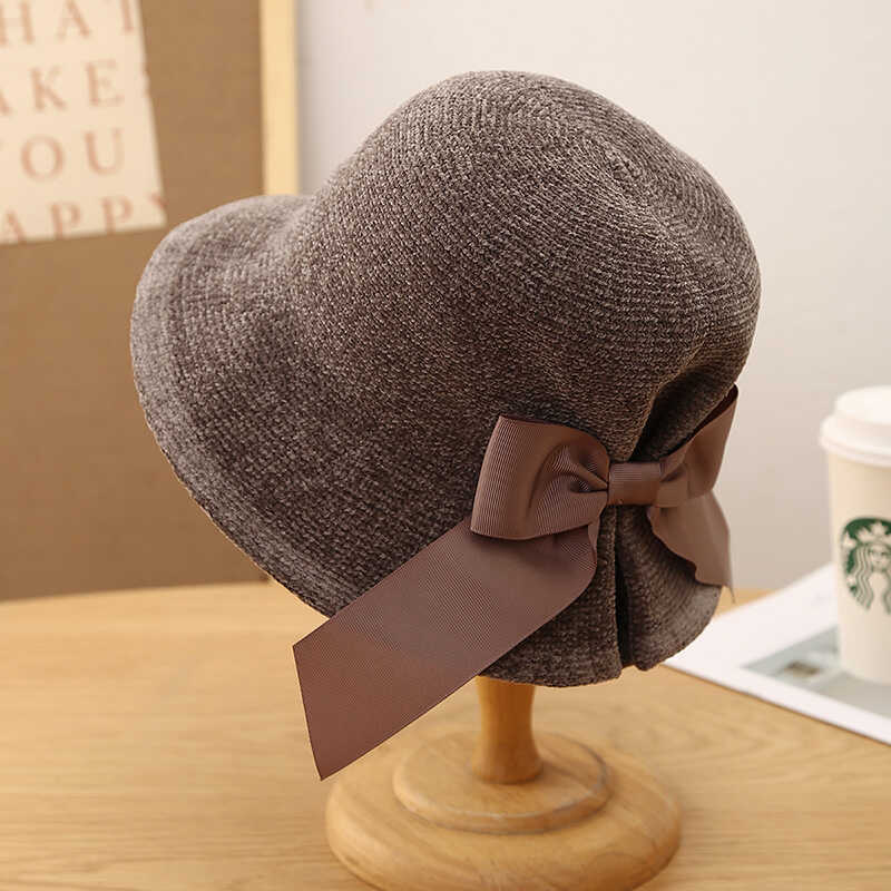 Womens Japanese-style Versatile Bow-knot Fisherman Hat For Fall And Winter