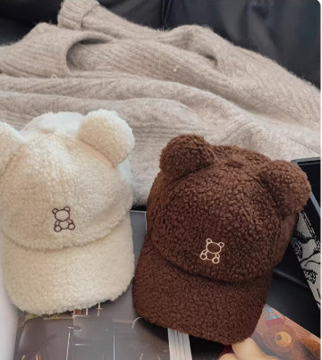 Female Versatile Teddy Bear Plush Baseball Cap