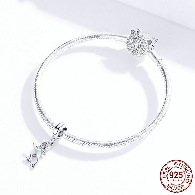 Ski Boy Girl S925 Sterling Silver Pendant DIY Ornament Accessories