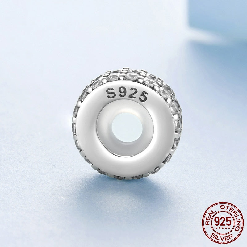 Double-layer Zircon Bracelet Spacer Beads S925 Sterling Silver Beads