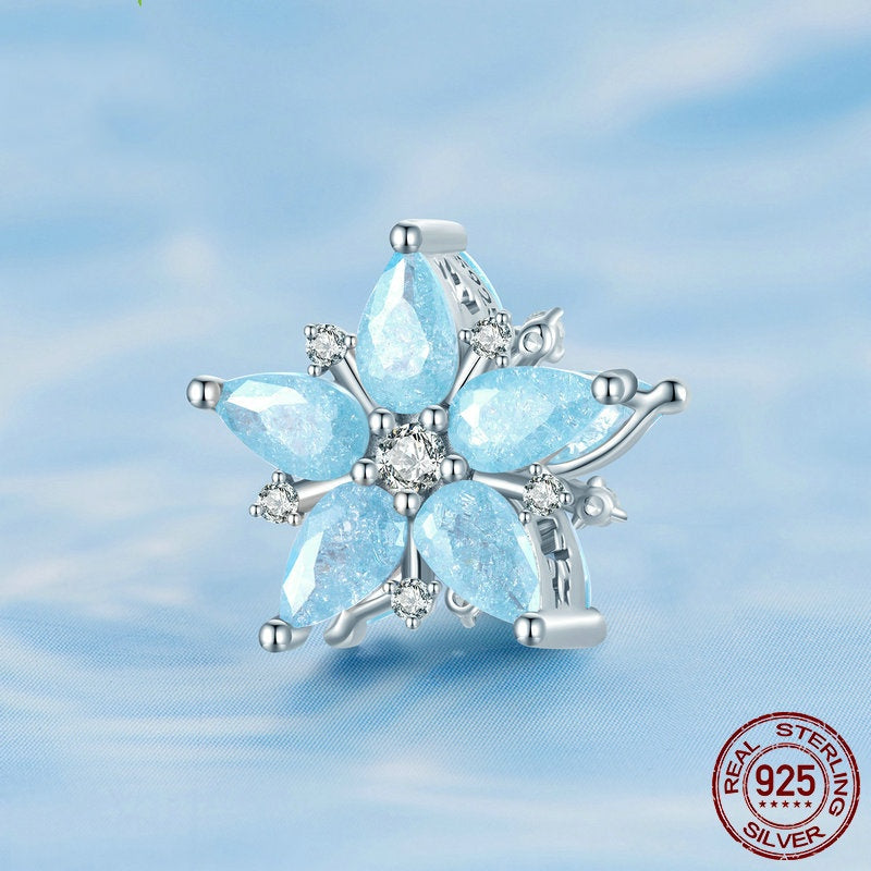 Christmas Snowflake 925 Silver Bracelet Beaded