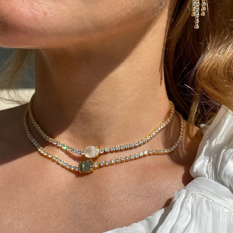 Irregular Full-zirconia Necklace With 18K Gold Plating For Long-lasting Color