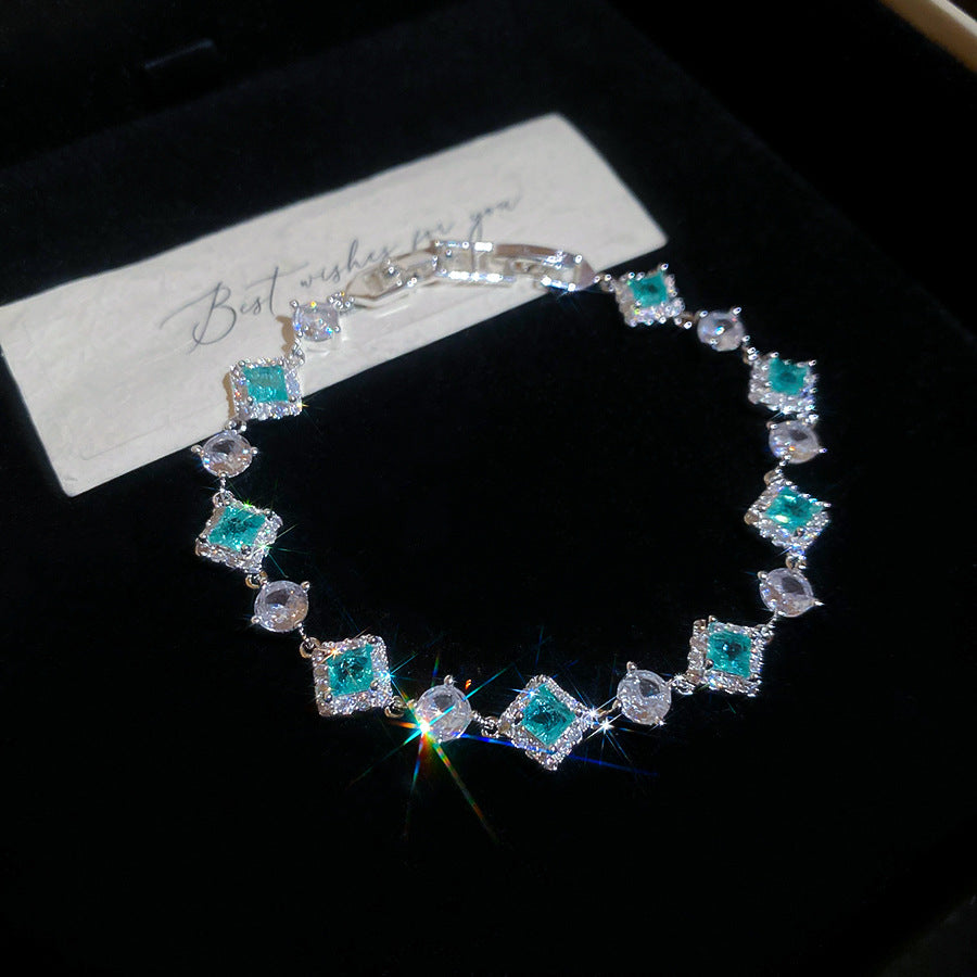 Geometric Square Zircon Bracelet Elegant Sparkling Women Is Everyday Jewelry