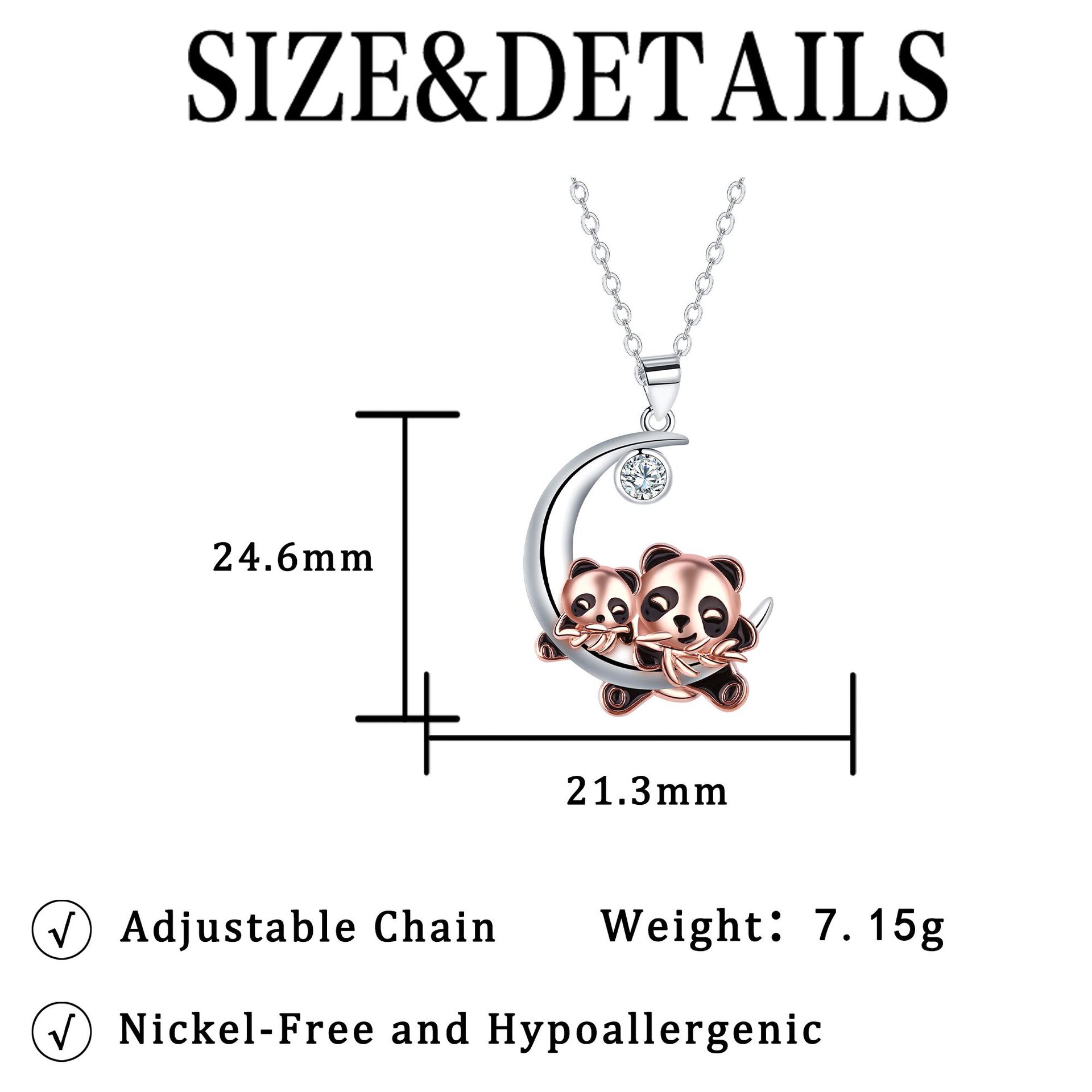 Cute Rose Gold Giant Panda Necklace