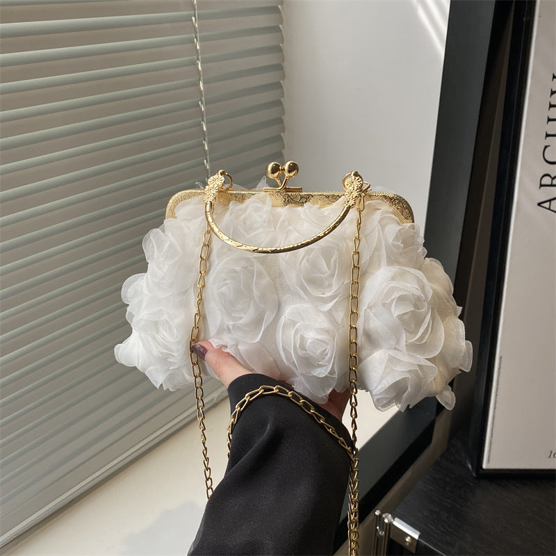 Chic Versatile Rose-patterned Womens Bag With A Chain Detail