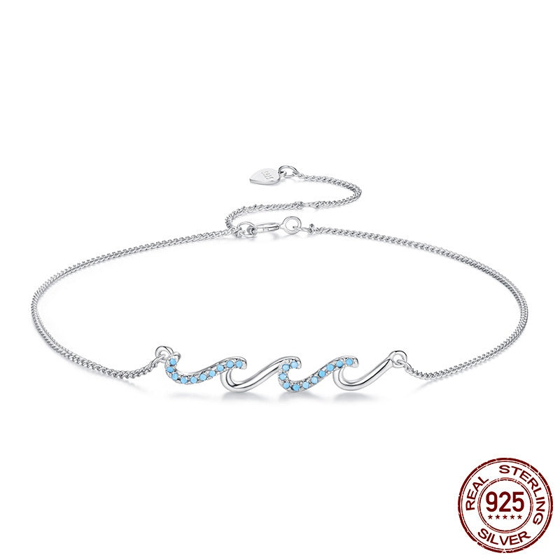 Creative S925 Sterling Silver Blue HAILANG Shape Anklet