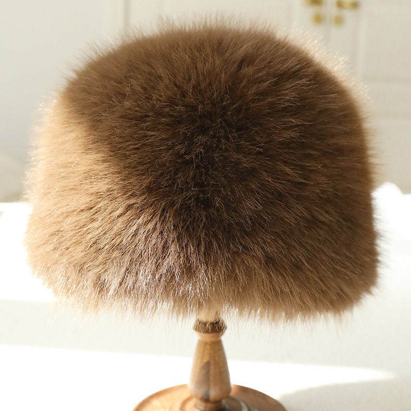 Fox-fur Beret For Women Ear Flap Style Perfect For Fall And Winter