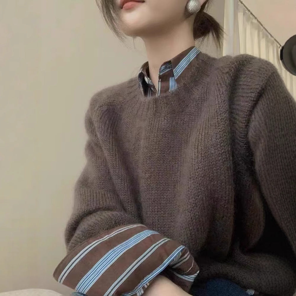 New Round Neck Knitted Pullover Sweater Women