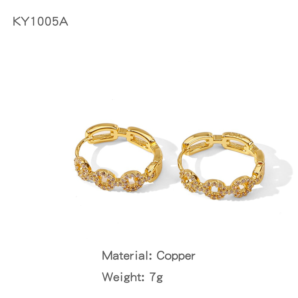 Summer Electroplated Irregularly Shaped Diamond-Studded Trendy Earrings