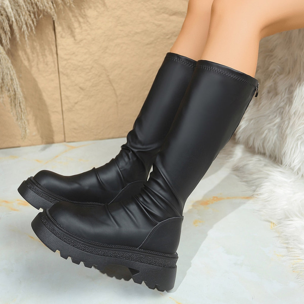 Women's Thick Bottom Retro Plus Size Boots