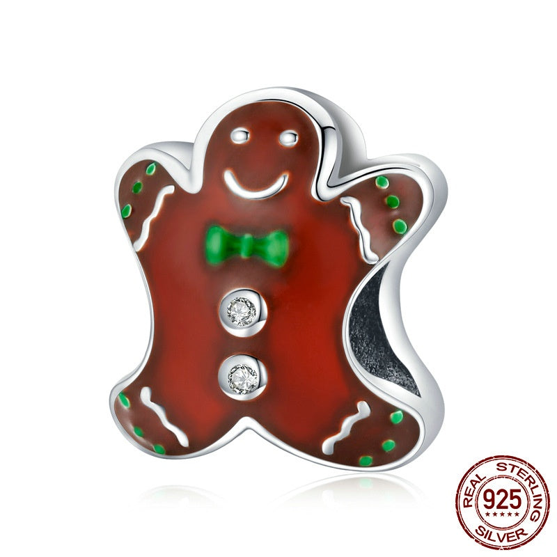 Christmas Gingerbread Man Sterling Silver Diy Beads