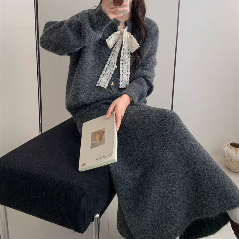 Loose And Lazy Style Solid Color Two-piece Set