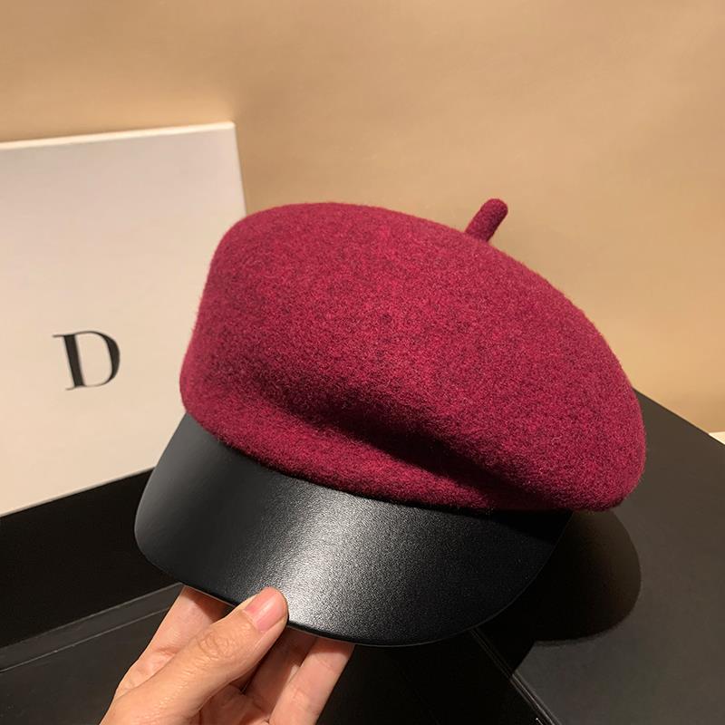 Womens Oversized Wool Patchwork Beret In Korean Style For FallWinter