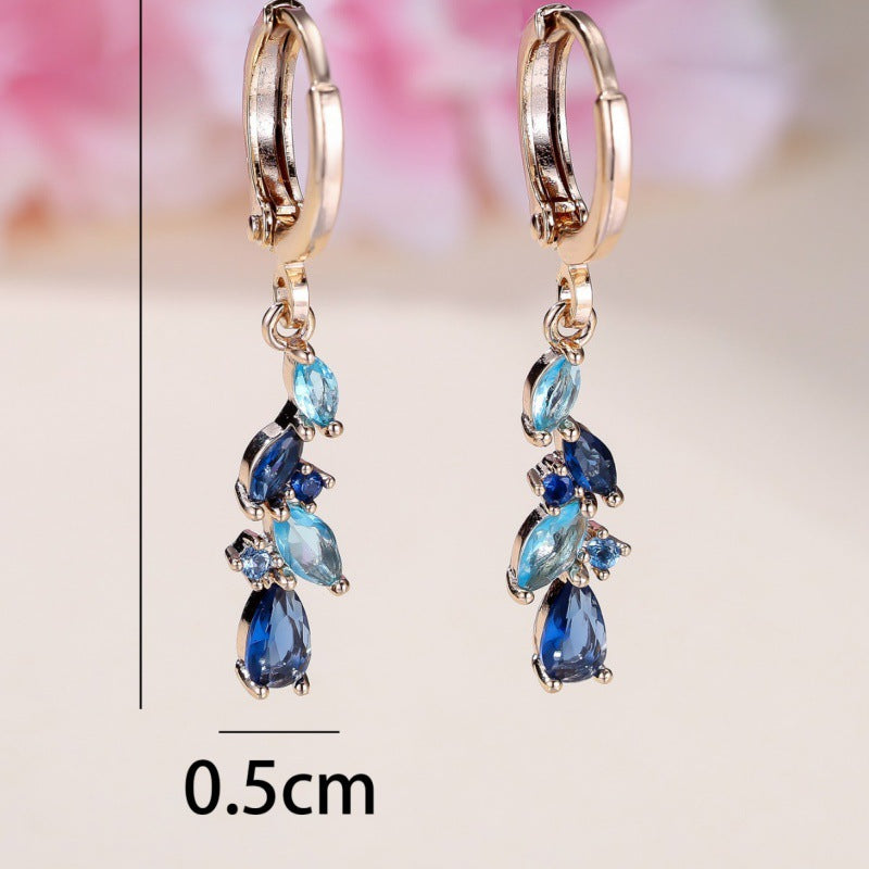 Champagne Gold Horse-Eye Aquamarine Diamond Earrings