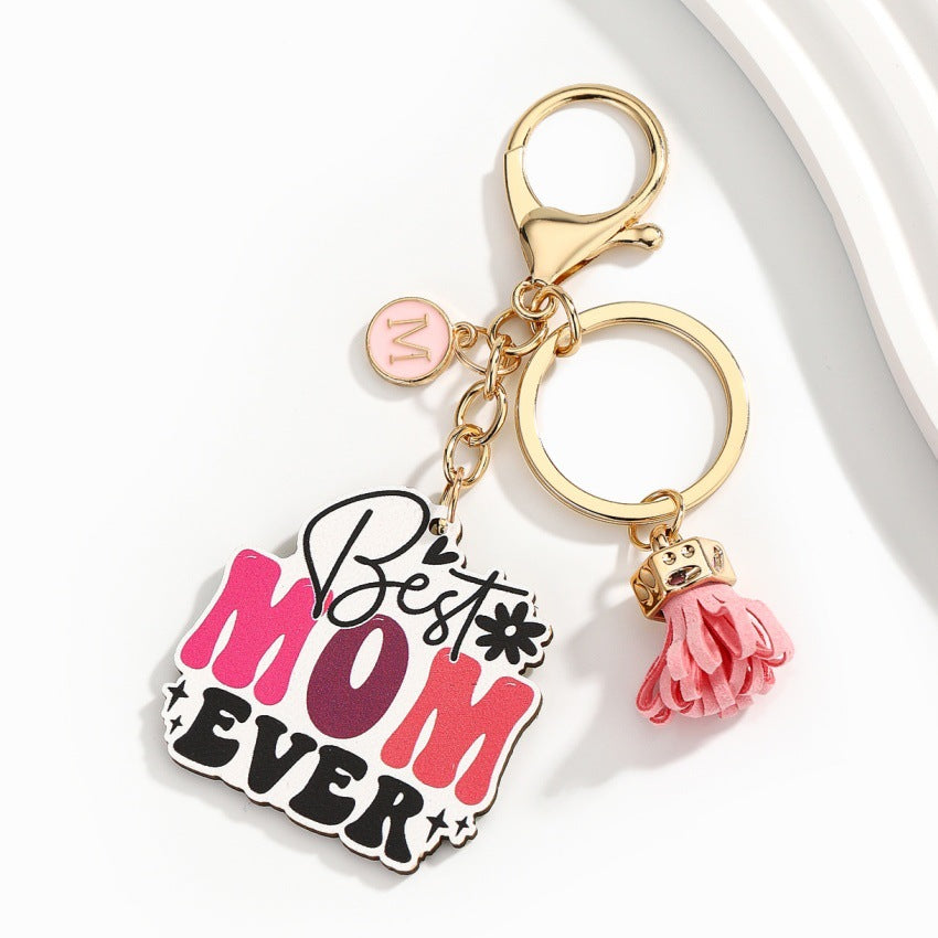 Mothers Day Letter Tassel Keychain Pendant