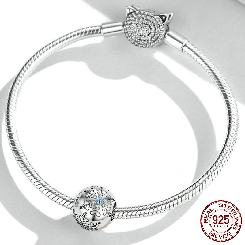 Snowflake DIY Bead Sterling Silver Bracelet String Beads