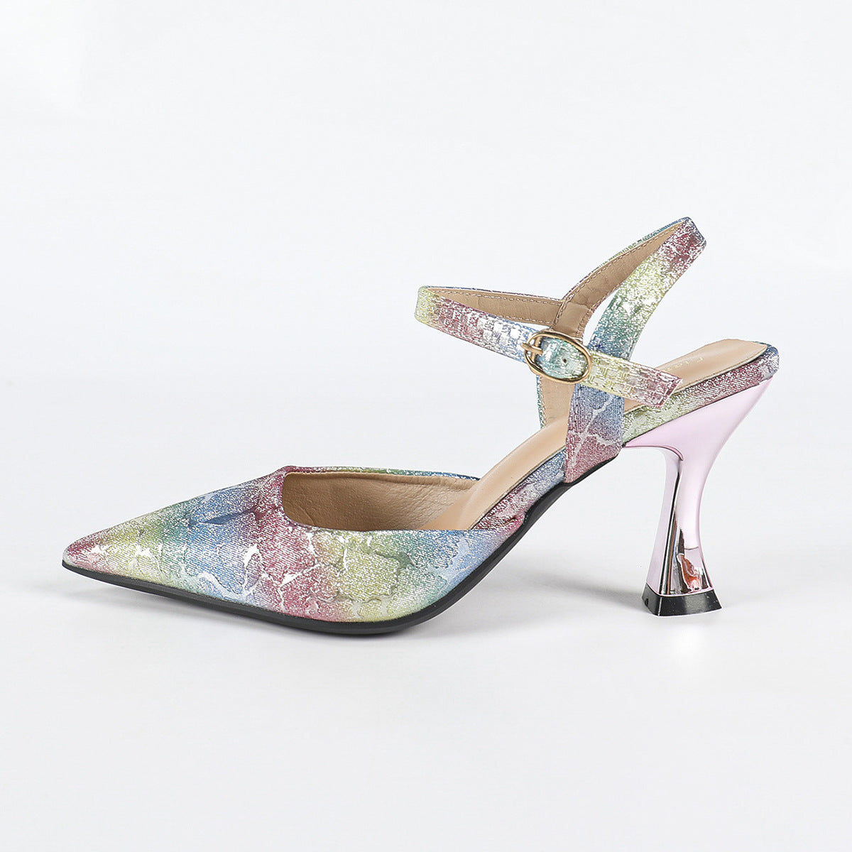 New Colorful Super Shiny Women's Shoes Hollowed Pointed-toe Socialite High Heel