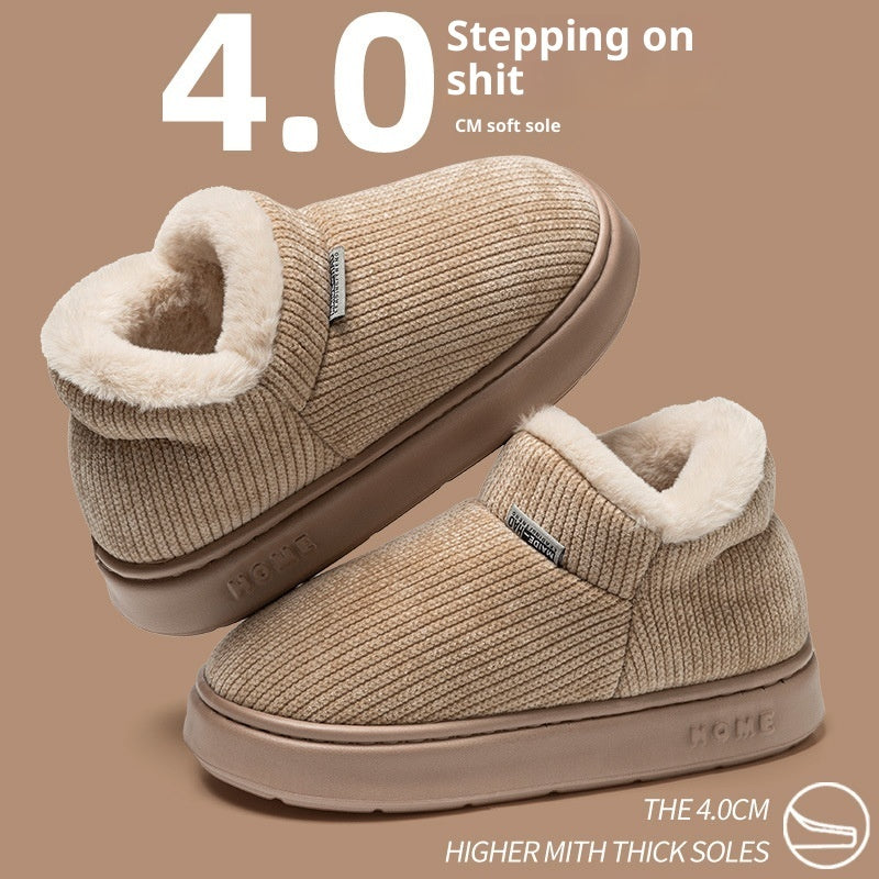 Ankle Wrap Cotton Slippers Women's Indoor Plush Thermal Non-slip Cotton-padded Shoes