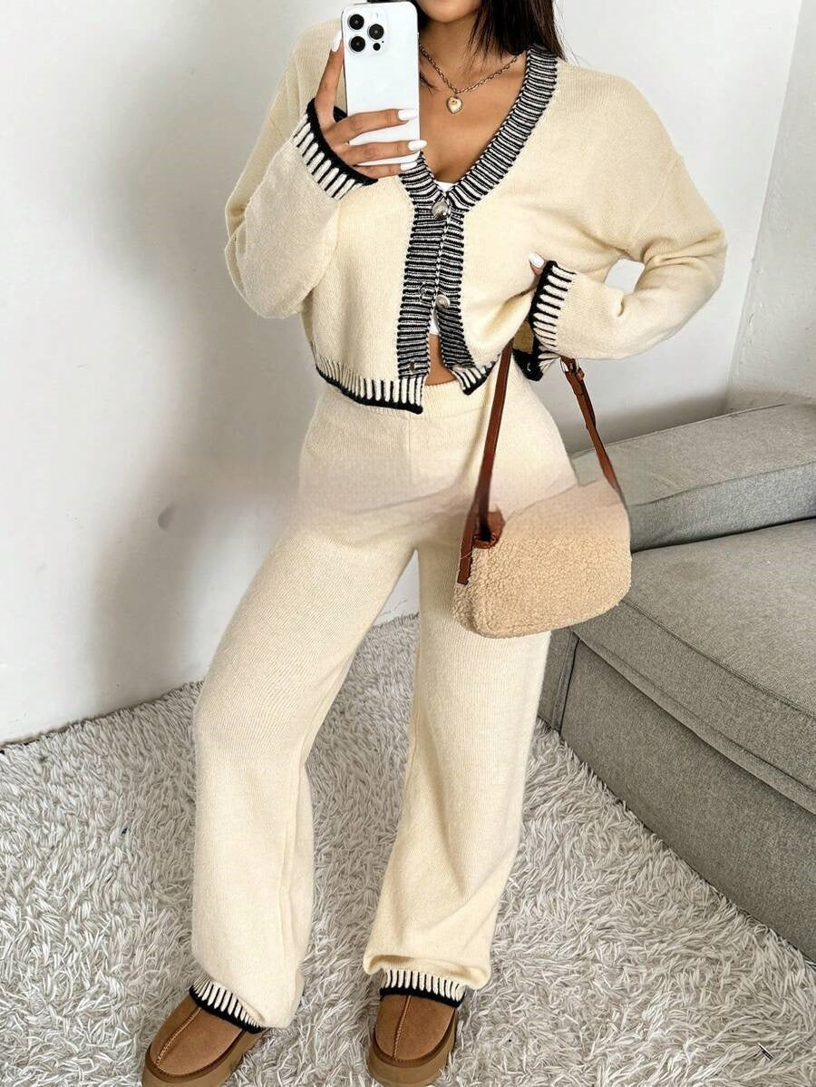 Women's V-neck Top Blouse And Pants